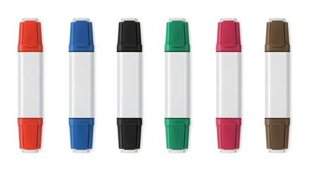 Colorful double-ended markers set isolated on white background for art, school, and office supplies