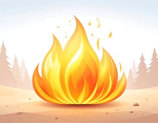 Flaming campfire in a landscape