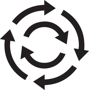 circular workflow cycle arrows icon for continuous process feedback loop and iterative flow vector design