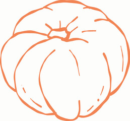Orange pumpkin outline, Halloween clip art, autumn icon decor