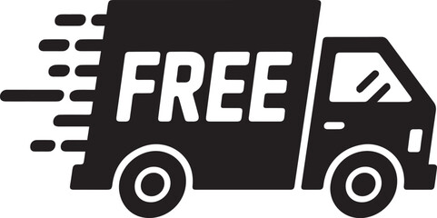 fast courier service free shipping truck silhouette vector icon for online store delivery marketing