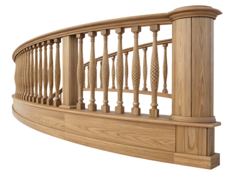 Wooden balustrade isolated on transparent background