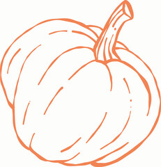 Orange pumpkin outline, Halloween clip art, autumn icon decor