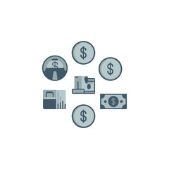 Money and Profit Flat Business Icons
