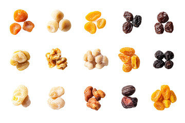 Obraz premium Dry fruit mix close shot isolated on transparent background