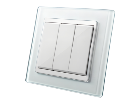 Triple light switch isolated on transparent background