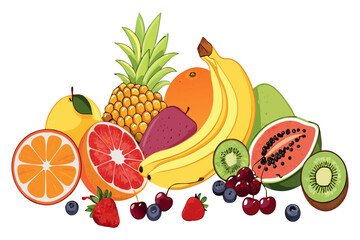 Tropical Fresh Fruit Mix - Vector Illustration