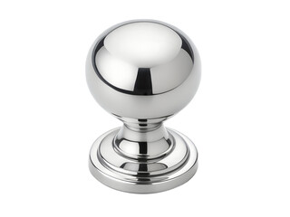 Closeup of a shiny silver cabinet knob isolated on transparent background