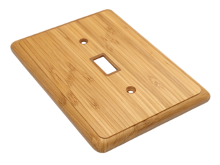 Bamboo light switch cover isolated on transparent background