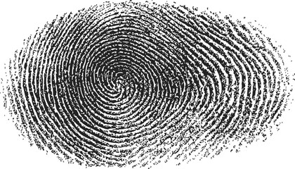 Fingerprint sketch hand drawn black ink detailed biometric pattern &mdash; stock vector
