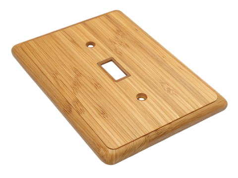 Bamboo light switch cover isolated on transparent background