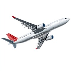 Modern passenger jet airplane ascending against a white background