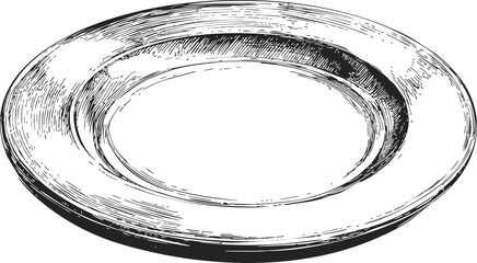 Empty plate sketch hand drawn style isolated on white background — stock vector