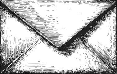 Envelope sketch hand drawn vintage style with crosshatch shading — stock vector