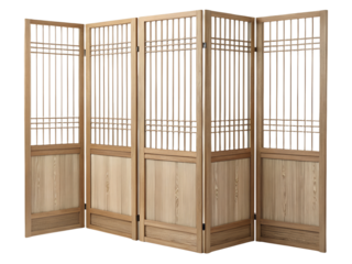 Folding screen isolated on transparent background, interior decor