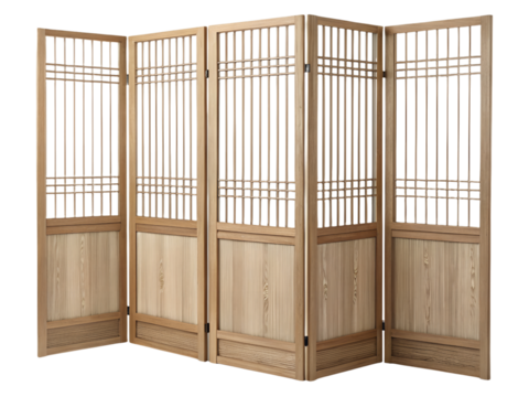 Folding screen isolated on transparent background, interior decor