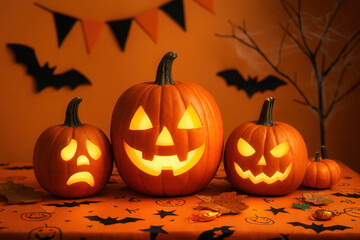 Pumpkins in the Halloween setting