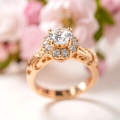 Rose gold ring with diamonds