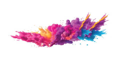 Multicolor powder explosion on White background. Colored cloud.Paint Holi .Colorful dust explode. colorful rainbow Holi paint color powder explosion with bright colors isolated white background.