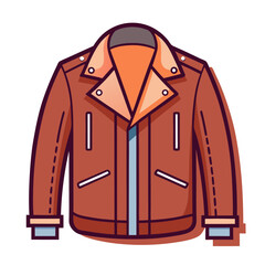 Stylish brown leather biker jacket with orange lining and silver hardware