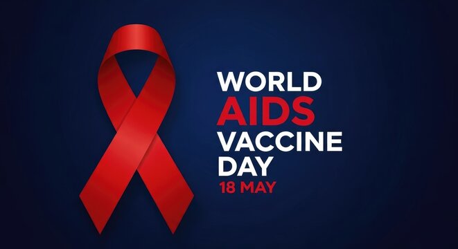 Red ribbon symbolizes hope and awareness for world aids vaccine day celebration isolated on white background - Powered by Adobe