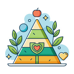 Healthy lifestyle pyramid with apple and heart symbol