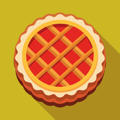 Delicious fruit pie with lattice crust on yellow background