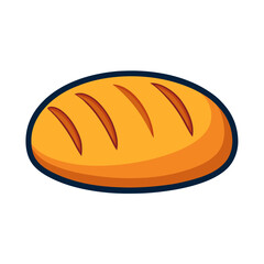 Simple cartoon illustration of a golden brown loaf of bread