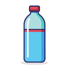 Simple illustration of a blue water bottle with a red cap