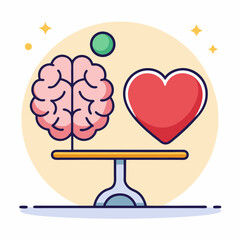 Balancing brain and heart symbolizing emotional and intellectual equilibrium