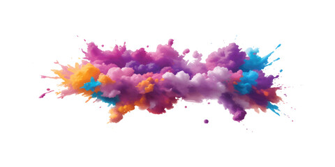 Soft Holi Color Burst on White – Bright Rainbow Paint Explosion with Powder Splash for Abstract Festival Designs