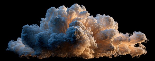 Abstract beige and blue smoke plume