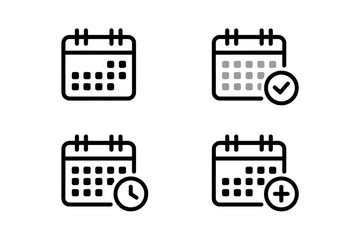 Fototapeta premium Calendar Icon Set for Event Planning and Scheduling with Appointment Reminder and Add New Event Options and Checkmark Confirmation