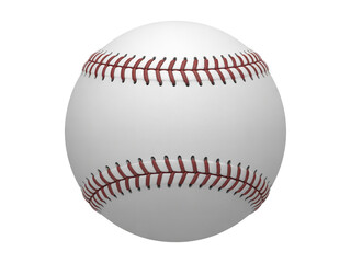 Classic Baseball Ball Front View with Red Stitching, Isolated