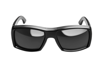 Cinema-ready black 3D glasses isolated on transparent background