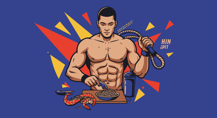 Muscular Man Preparing Healthy Meal Fitness, Nutrition, and Strength