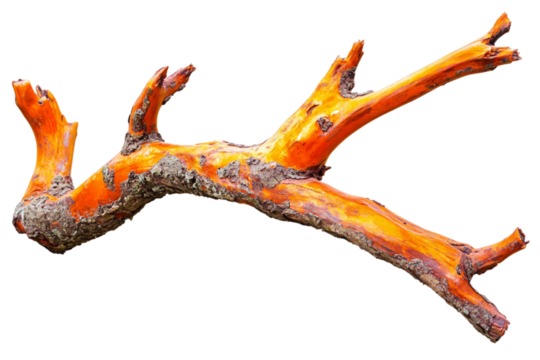 Orange tree branch with fruit isolated on transparent background