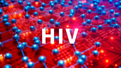 HIV AIDS medicine concept, Banner for National HIV AIDS and Aging Awareness Day, HIV virus cells. immune deficiency