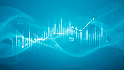 Stock market business and exchange financial growth graph. Business chart data graph diagram, business trading graph investment growth, global trend arrow up and down.