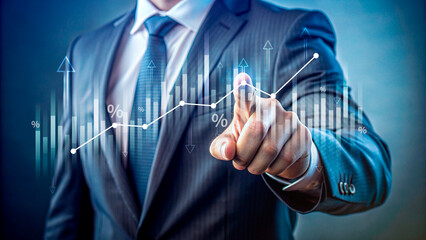 Stock market business and exchange financial growth graph. Business chart data graph diagram, business trading graph investment growth, global trend arrow up and down.