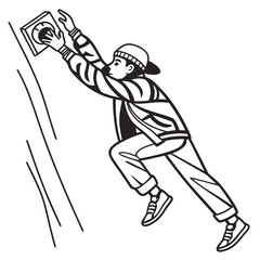 A person reaching for a wallmounted object