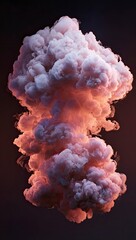 Abstract orange and white ink cloud swirl