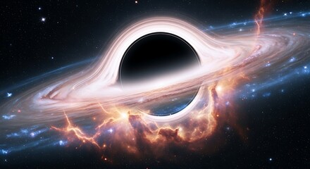 A Black Hole Warping Space with a Swirling Accretion Disk and Nebulae