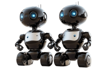 Automation robots in action isolated on transparent background