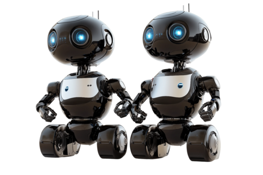 Automation robots in action isolated on transparent background