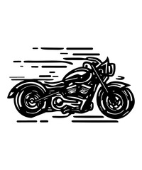 Stylized Monochrome Motorcycle Artwork Emphasizing Speed and Classic Design Elements