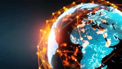 Holographic globe showcases vibrant trade routes and global markets in stunning display - Powered by Adobe