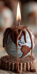 A globe candle melts with dripping wax, symbolizing global warming.