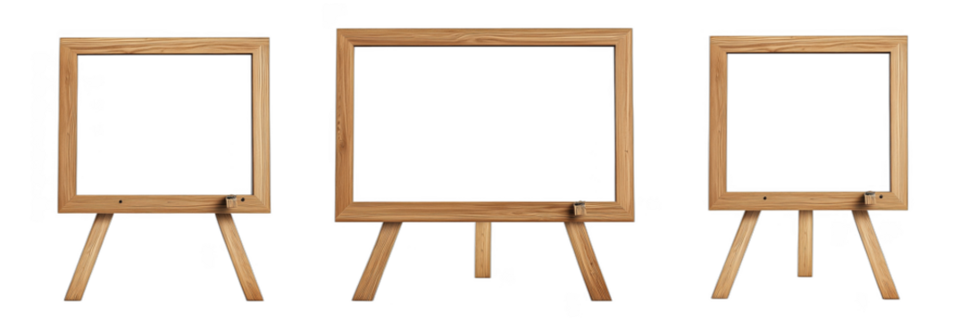 Wooden framed blank boards for presentations, advertising, or art displays, detailed object