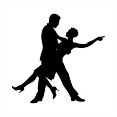 Couple dancing tango silhouette isolated on transparent background